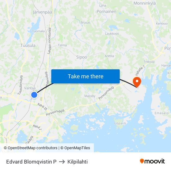 Edvard Blomqvistin P to Kilpilahti map