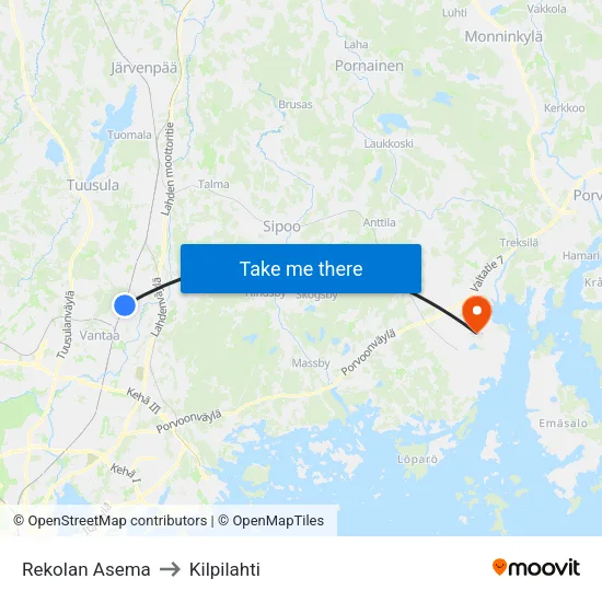 Rekolan Asema to Kilpilahti map