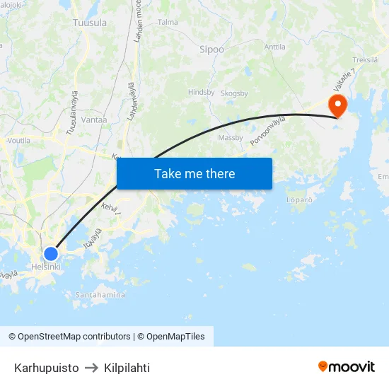 Bear Park to Kilpilahti map