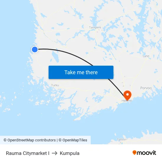 Rauma Citymarket E to Kumpula map