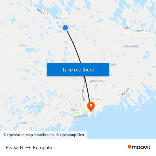 Reska B to Kumpula map