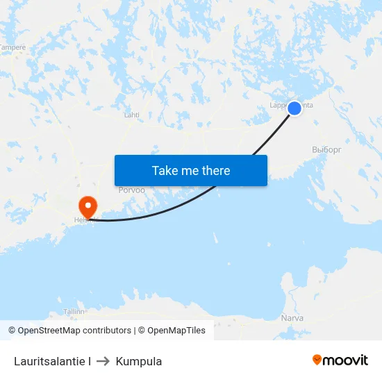 Lauritsalantie East to Kumpula map