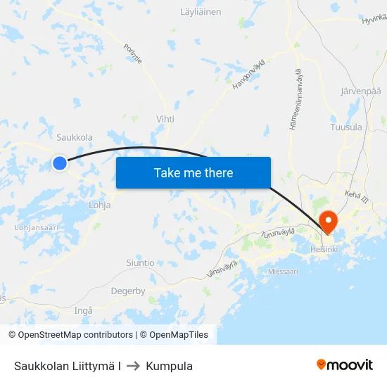Saukkola Junction E to Kumpula map