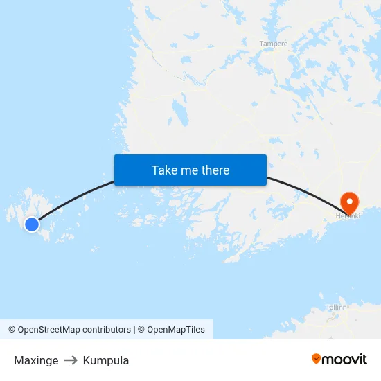 Maxinge to Kumpula map