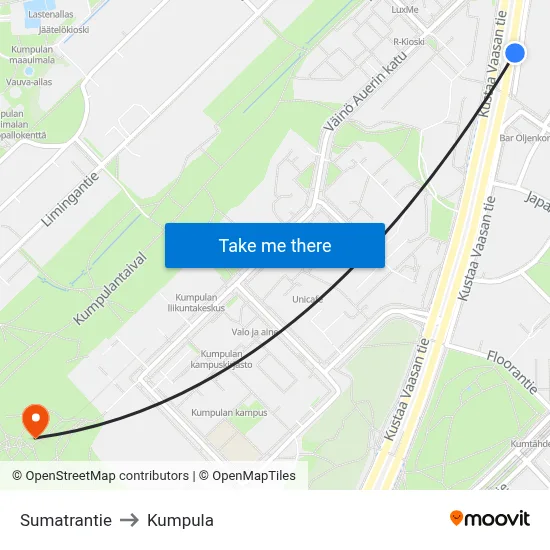 Sumatra Road to Kumpula map
