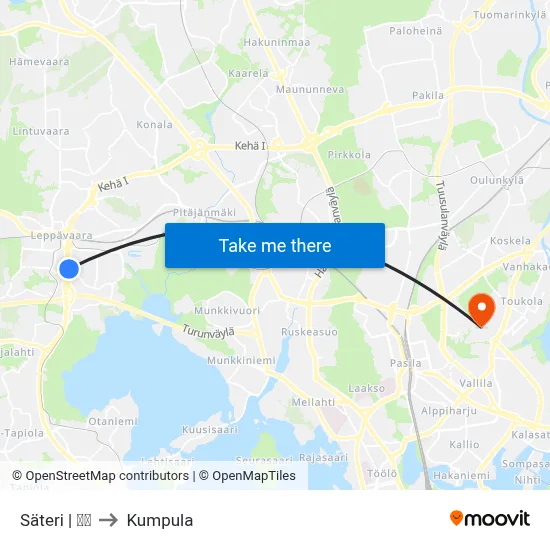 Säteri | 🏢🌳 to Kumpula map