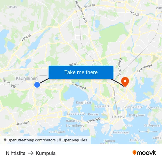 Nihtisilta to Kumpula map
