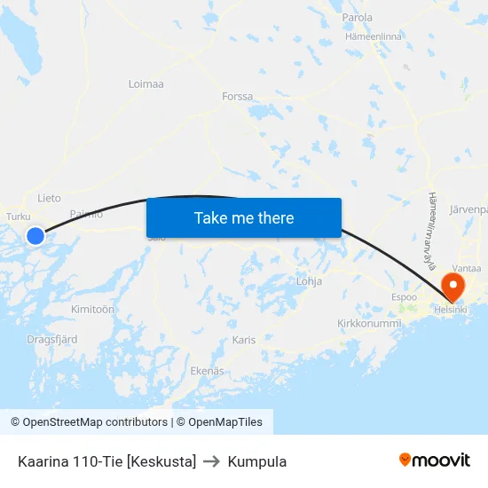 Kaarina 110-Tie [Keskusta] to Kumpula map