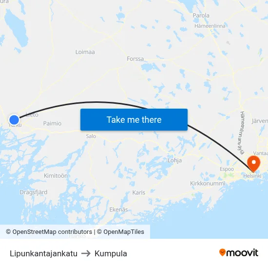 Lipunkantajankatu to Kumpula map