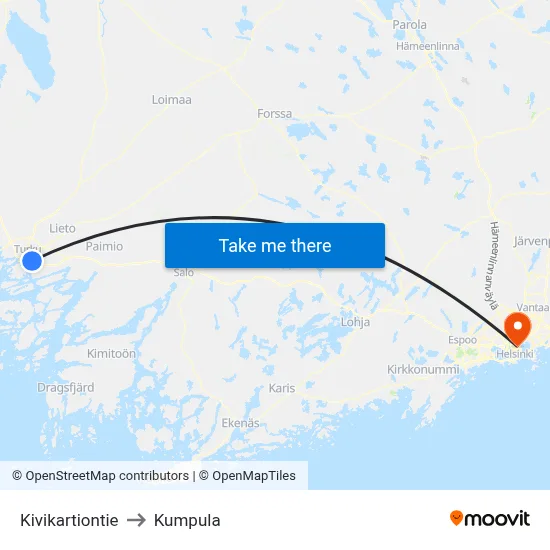 Kivikartiontie to Kumpula map