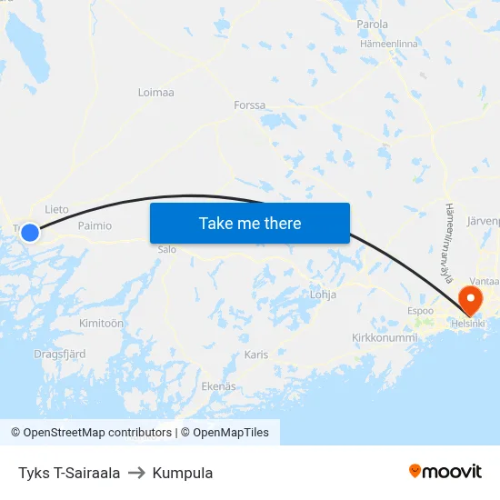 Tyks T-Sairaala | 🏥 to Kumpula map