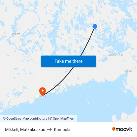 Mikkeli, Matkakeskus to Kumpula map