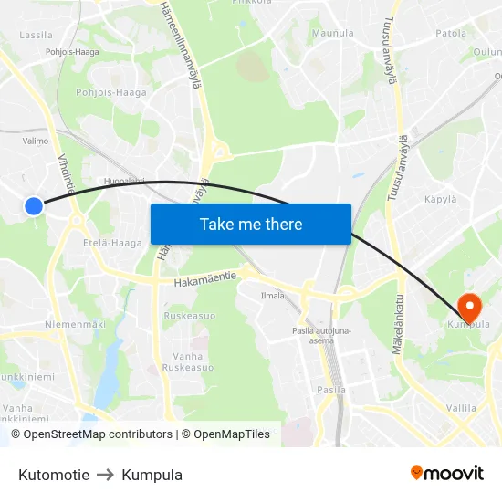 Weaving Road to Kumpula map