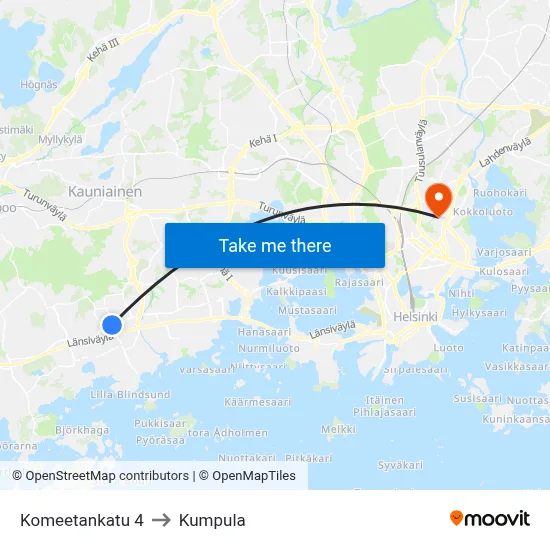 4 Comet Street to Kumpula map