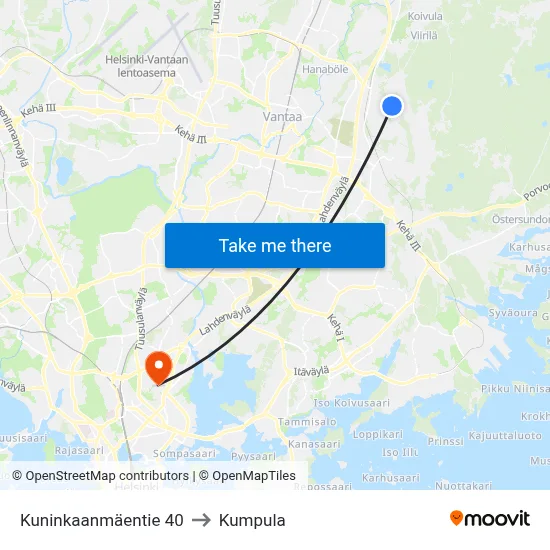 King's Hill Road 40 to Kumpula map