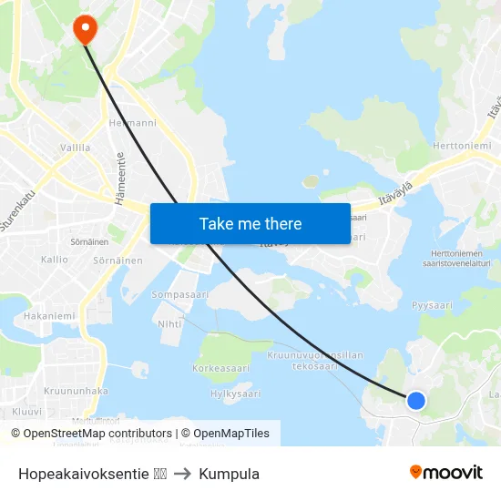 Hopeakaivoksentie 🌳🏟️ to Kumpula map