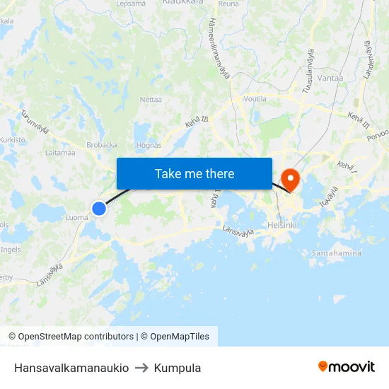 Hansavalkamanaukio to Kumpula map