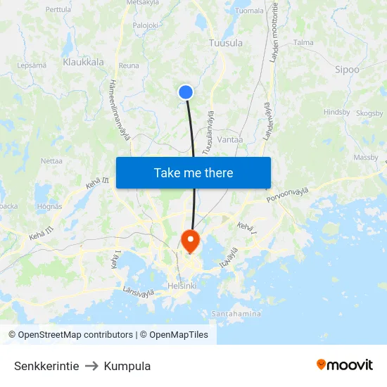 Senkkerintie to Kumpula map