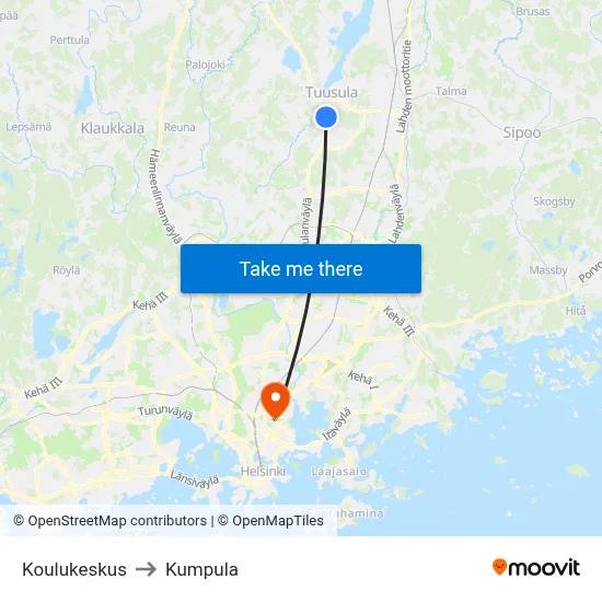 School Center to Kumpula map