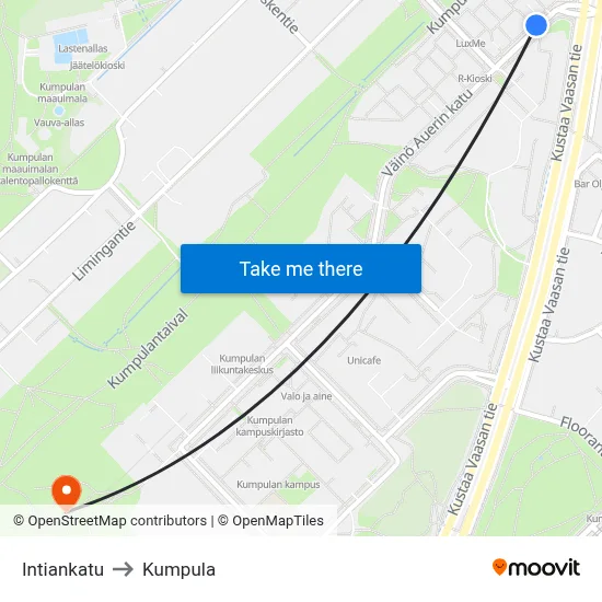 Indian Street to Kumpula map