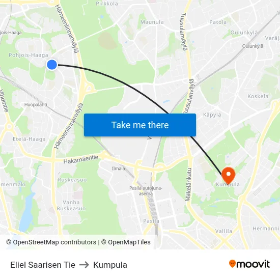 Eliel Saarisen Tie to Kumpula map