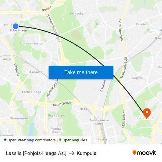 Lassila [Pohjois-Haaga As.] to Kumpula map