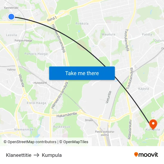 Clarinet Road to Kumpula map