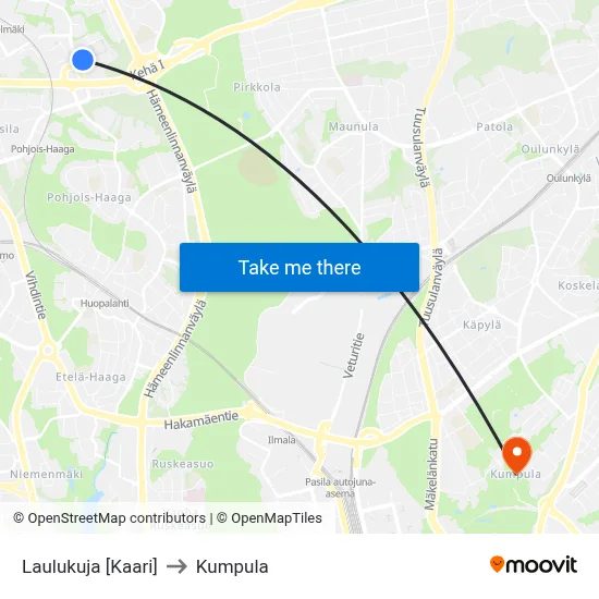 Laulukuja 🛍️ to Kumpula map
