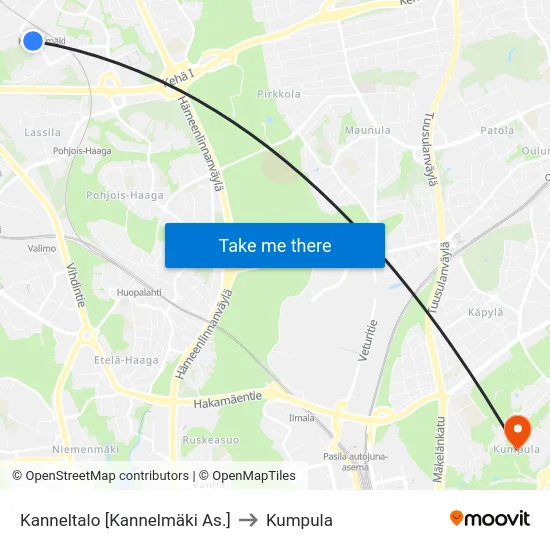 Kanneltalo [Kannelmäki As.] to Kumpula map