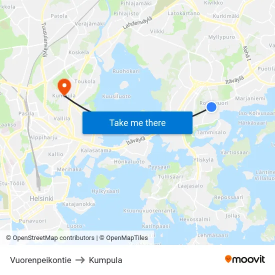 Mountain Troll Road to Kumpula map