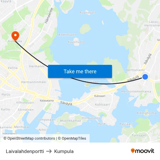 Laivalahti Gate to Kumpula map