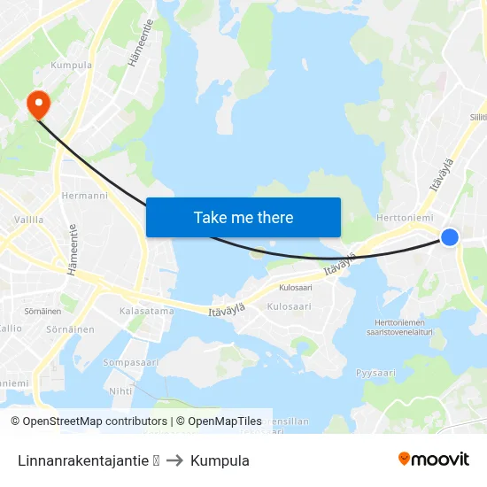 Linnanrakentajantie 🏢 to Kumpula map