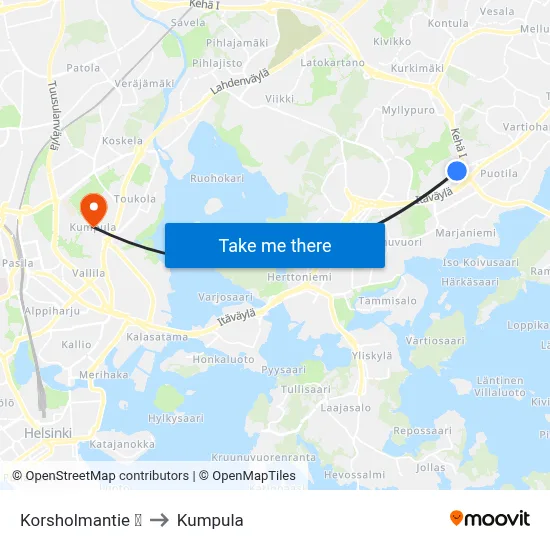 Korsholmantie 🛍️ to Kumpula map