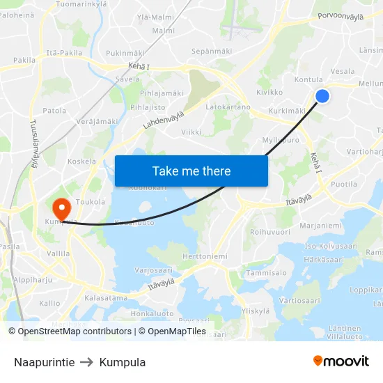 Neighbor Road to Kumpula map