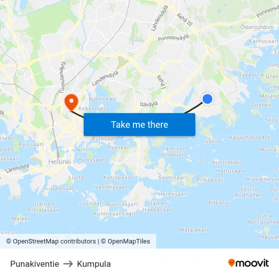 Red Stone Road to Kumpula map