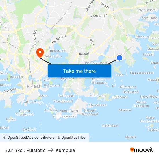 Aurinkola Park Road to Kumpula map