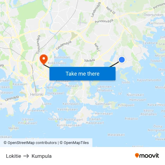 Loki Road to Kumpula map