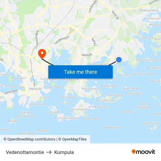 Water Plant Road to Kumpula map