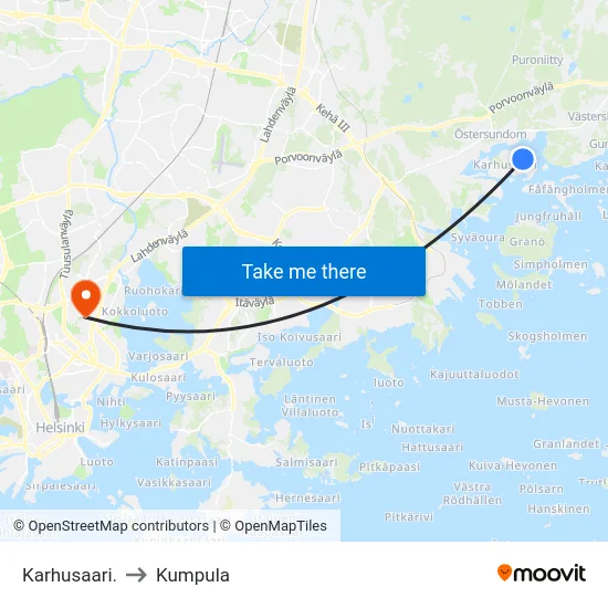 Karhusaari. to Kumpula map