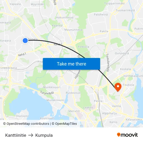 Canteen Road to Kumpula map