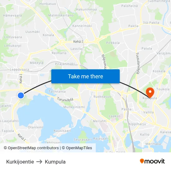 Kurkijoki Road to Kumpula map