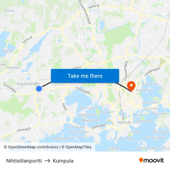 Nihtisilta Gate to Kumpula map