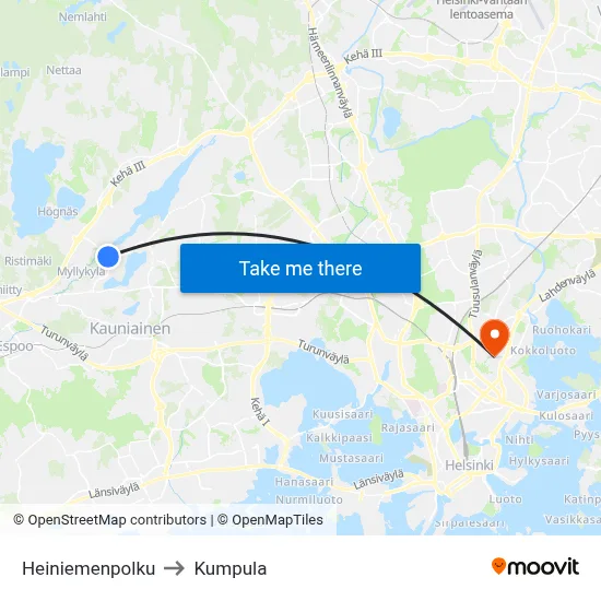 Heiniemi Path to Kumpula map