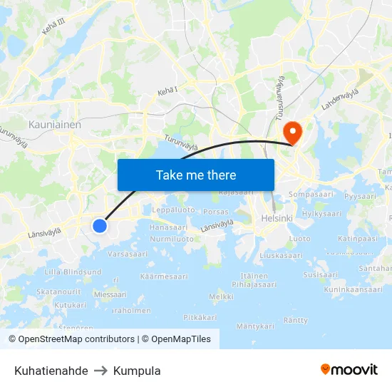 Kuha Road Slope to Kumpula map
