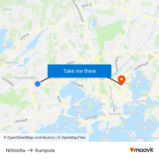 Nihtisilta to Kumpula map