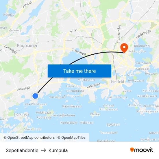 Sepetlahti Road to Kumpula map