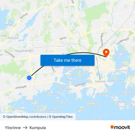 Upper Slope to Kumpula map