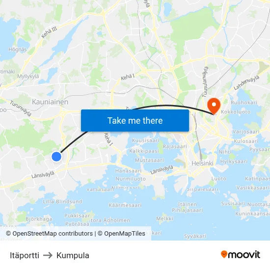 East Gate to Kumpula map