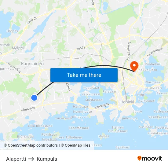 Alaportti to Kumpula map
