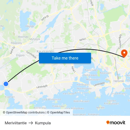 Sea Beacon Road to Kumpula map